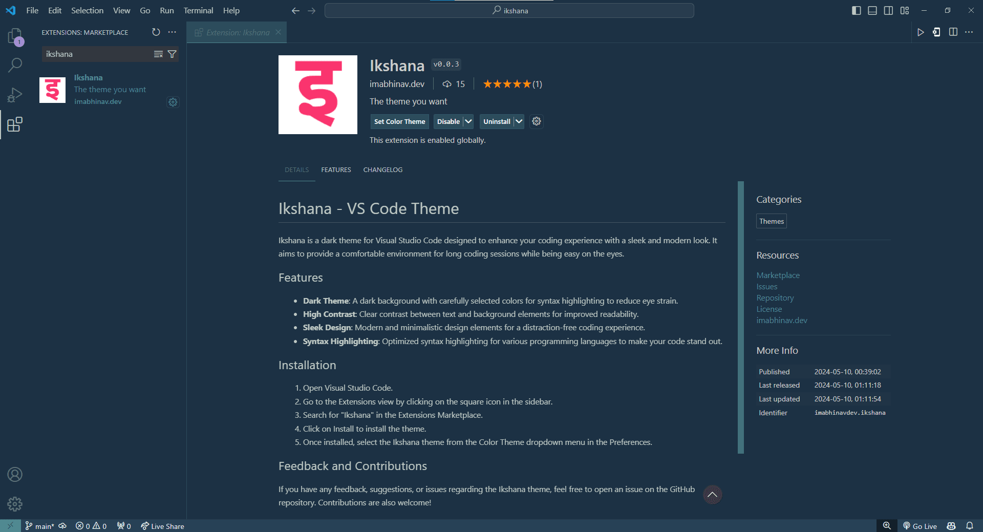 Ikshana: A Vibrant VS Code Theme Ikshana: A Vibrant VS Code Theme - Featured project image in Theme