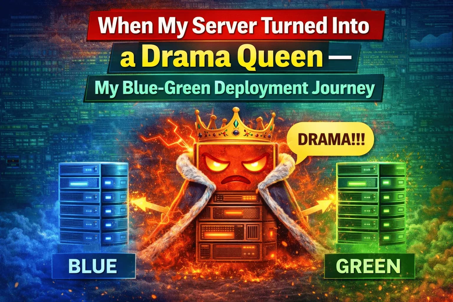 When My Server Turned Into a Drama Queen — My Blue-Green Deployment Journey When My Server Turned Into a Drama Queen — My Blue-Green Deployment Journey — article by Abhinav Singh